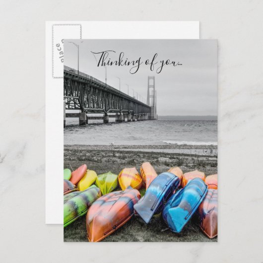 Mackinac Bridge en Canoo's selecteren kleurdenking Briefkaart (Voorkant / Achterkant)
