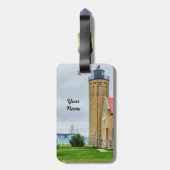 Mackinac Bridge en Lighthouse Bagagelabel (Achterkant verticaal)