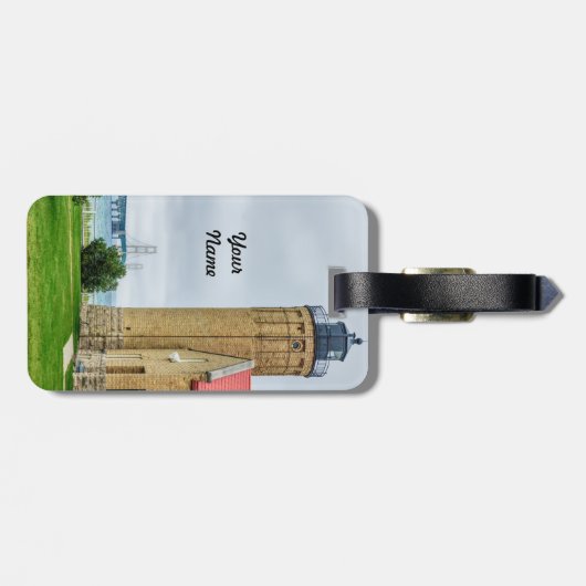 Mackinac Bridge en Lighthouse Bagagelabel (Achterkant horizontaal)