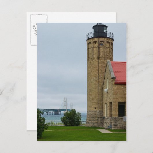 Mackinac Bridge en Lighthouse Briefkaart (Voorkant / Achterkant)