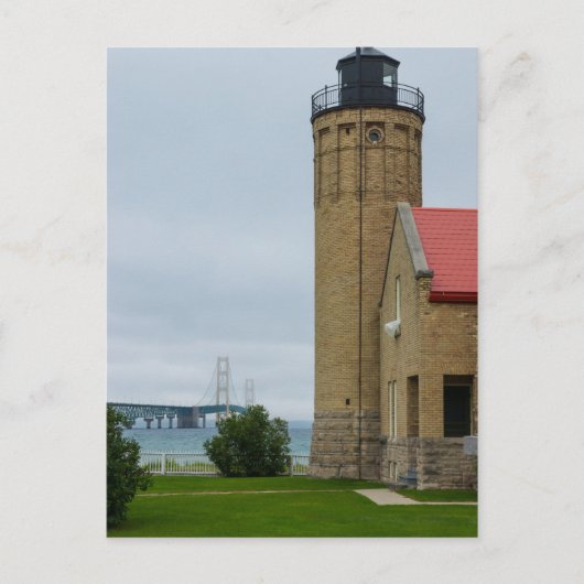 Mackinac Bridge en Lighthouse Briefkaart (Voorkant)
