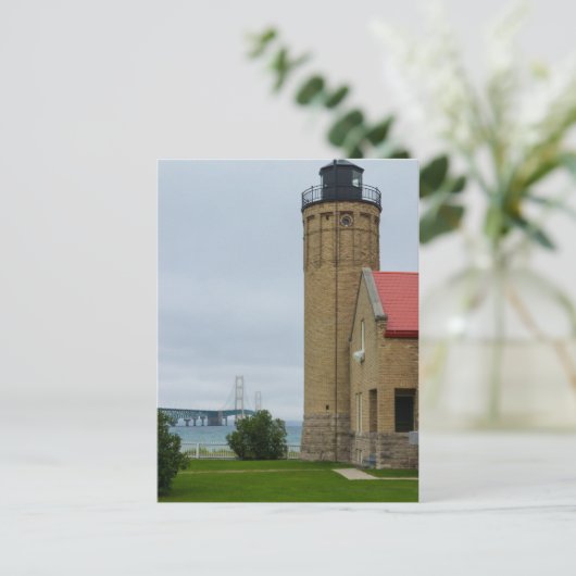 Mackinac Bridge en Lighthouse Briefkaart (Staand voorkant)