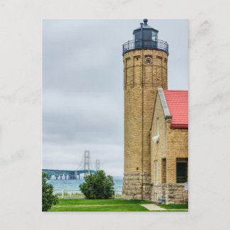 Mackinac Bridge en Lighthouse Briefkaart