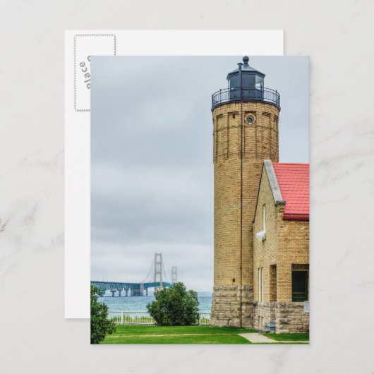 Mackinac Bridge en Lighthouse Briefkaart (Voorkant / Achterkant)