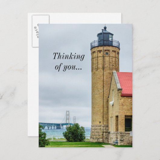 Mackinac Bridge en Lighthouse Briefkaart (Voorkant / Achterkant)