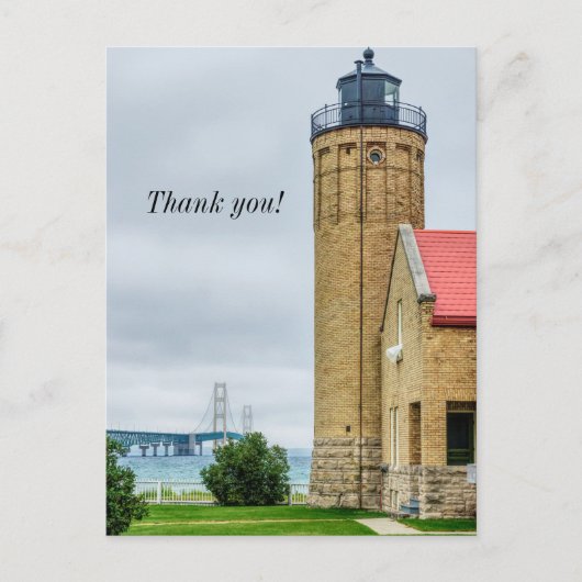Mackinac Bridge en Lighthouse Dank u Briefkaart (Voorkant)