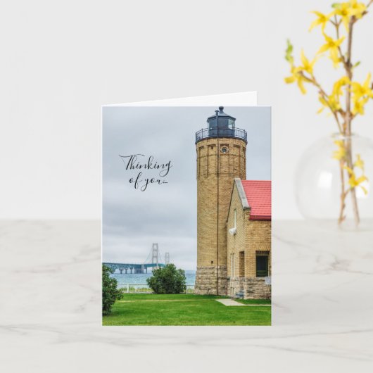 Mackinac Bridge en Lighthouse denking van u Kaart (Gele Bloem)