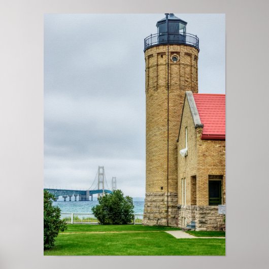 Mackinac Bridge en Lighthouse Poster (Voorkant)