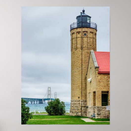 Mackinac Bridge en Lighthouse Poster (Voorkant)