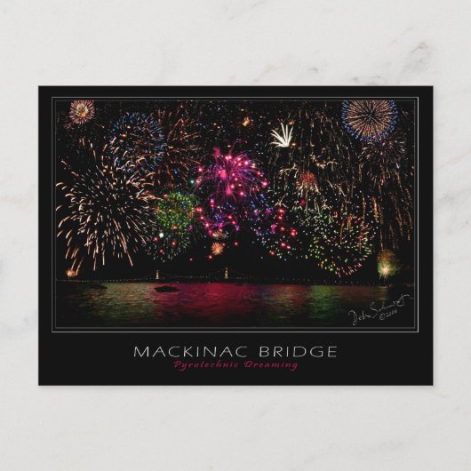Mackinac Bridge Fireworks Briefkaart (Voorkant)