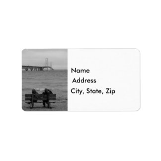 Mackinac Bridge grayscale bekijken Etiket