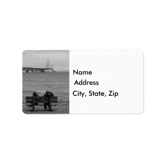 Mackinac Bridge grayscale bekijken Etiket (Voorkant)