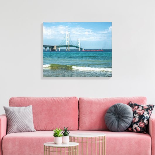 Mackinac Bridge in de zomer Canvas Afdruk (Insitu (Woonkamer))