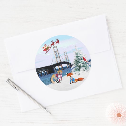 Mackinac Bridge-Kerst sticker (Envelop)