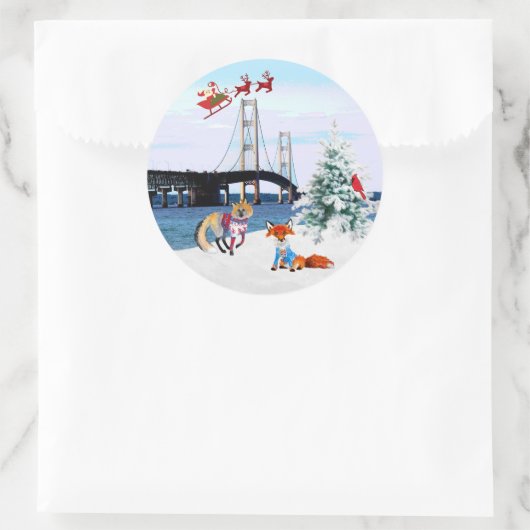Mackinac Bridge-Kerst sticker (Tas)