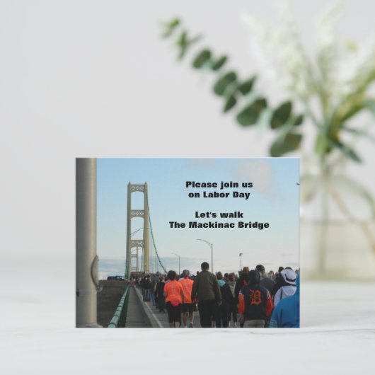 Mackinac Bridge Labour Day Walk Annual Event Join Feestdagenkaart (Staand voorkant)