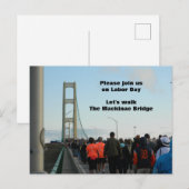 Mackinac Bridge Labour Day Walk Annual Event Join Feestdagenkaart (Voorkant / Achterkant)