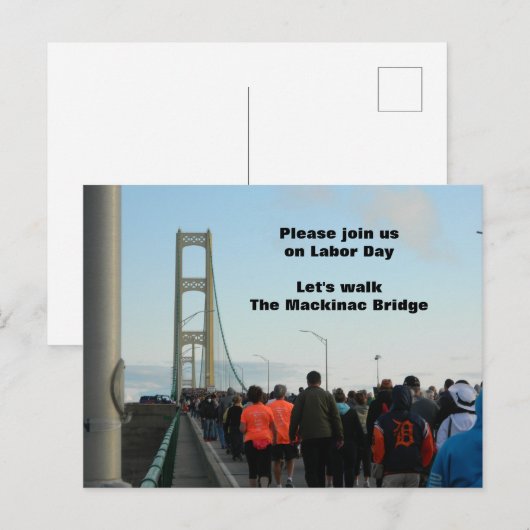 Mackinac Bridge Labour Day Walk Annual Event Join Feestdagenkaart (Voorkant / Achterkant)