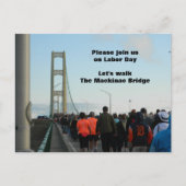 Mackinac Bridge Labour Day Walk Annual Event Join Feestdagenkaart (Voorkant)