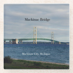 Mackinac Bridge Mackinaw city glazen coaster Onderzetter