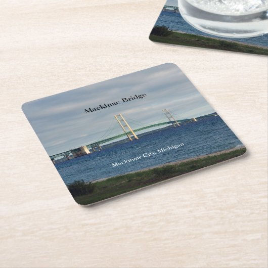 Mackinac Bridge Mackinaw City paper onderzetter (Schuin)