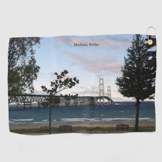 Mackinac Bridge met bomen golfhanddoek (Horizontaal)