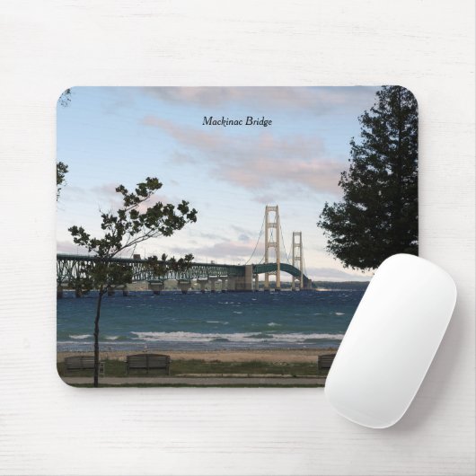 Mackinac Bridge met bomen mousepad Muismat (Met muis)