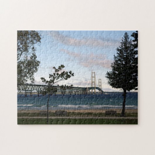 Mackinac Bridge met bomen puzzel (Horizontaal)