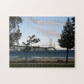 Mackinac Bridge met bomen puzzel Legpuzzel (Horizontaal)