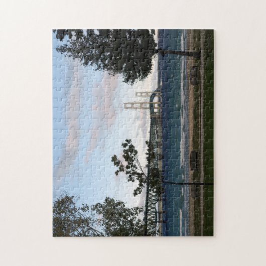 Mackinac Bridge met bomen puzzel Legpuzzel (Verticaal)