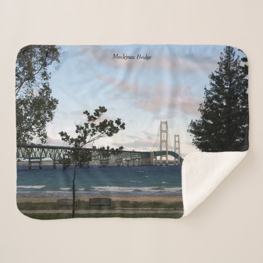 Mackinac Bridge met bomen, sherpa blanket Sherpa Deken (Voorkant (horizontaal))