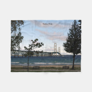 Mackinac Bridge met bomen, vlooiendeken Fleece Deken