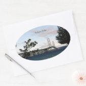 Mackinac Bridge met boomklever Ovale Sticker (Envelop)