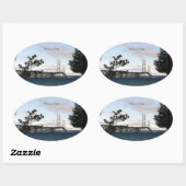 Mackinac Bridge met boomklever Ovale Sticker (Vel)