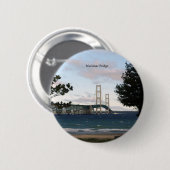 Mackinac Bridge met boomknop Ronde Button 5,7 Cm (Voorkant /achterkant)