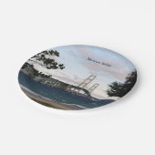 Mackinac Bridge met bord van papier voor bomen (Gekanteld)