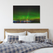 Mackinac Bridge met het noorderlicht Canvas Afdruk (Insitu (Slaapkamer))