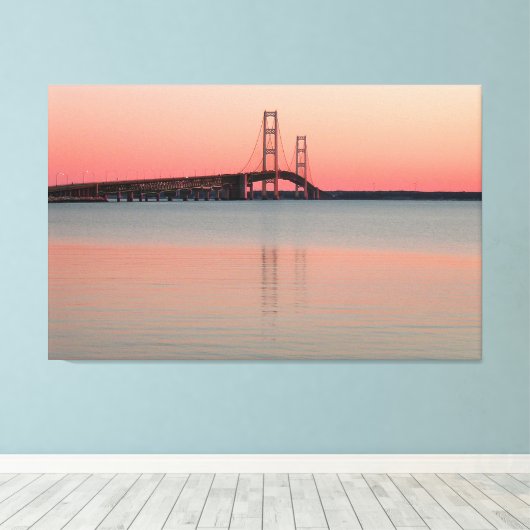 Mackinac Bridge, Michigan Canvas Afdruk (Insitu (Houten vloer))