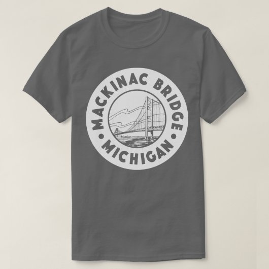 Mackinac Bridge Michigan Circle White T-shirt (Design voorkant)