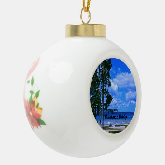 Mackinac Bridge Michigan Keramische Bal Ornament (Links)