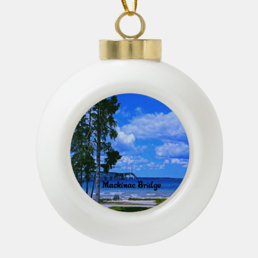 Mackinac Bridge Michigan Keramische Bal Ornament (Voorkant)