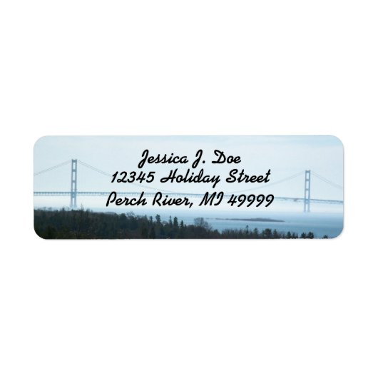 Mackinac Bridge Michigan UP Retouradres Label (Voorkant)