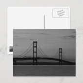 Mackinac Bridge op Dusk Grayscale Briefkaart (Voorkant / Achterkant)