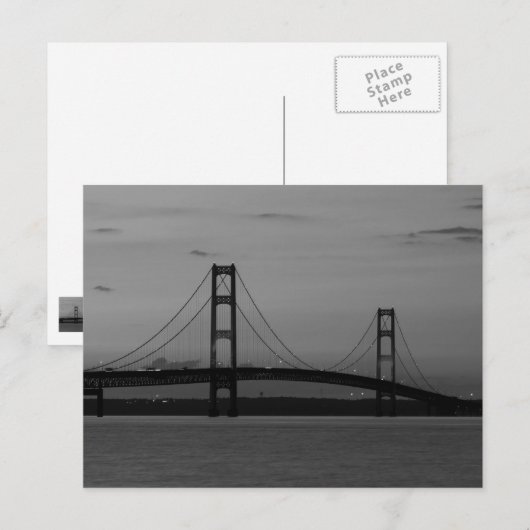 Mackinac Bridge op Dusk Grayscale Briefkaart (Voorkant / Achterkant)