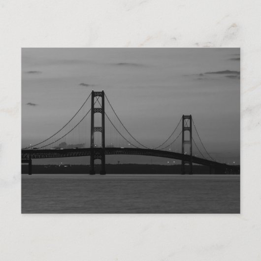 Mackinac Bridge op Dusk Grayscale Briefkaart (Voorkant)