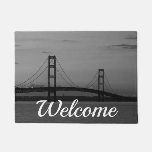 Mackinac Bridge op Dusk Grayscale Welcome Doormat Deurmat (Voorkant)