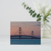 Mackinac Bridge op het Dusk-Briefkaart Briefkaart (Staand voorkant)
