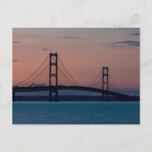 Mackinac Bridge op het Dusk-Briefkaart Briefkaart
