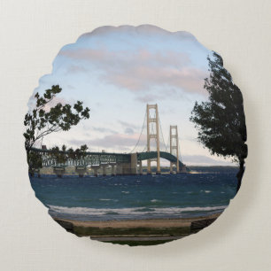 Mackinac Bridge-ronde kussen