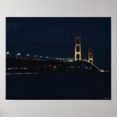 Mackinac Bridge 's nachts Poster (Voorkant)